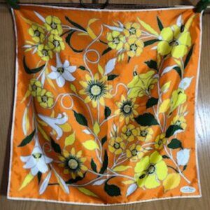 3/$15 Vintage Island Flowers Smith's Bermuda Orange Floral Scarf Lily Hibiscus